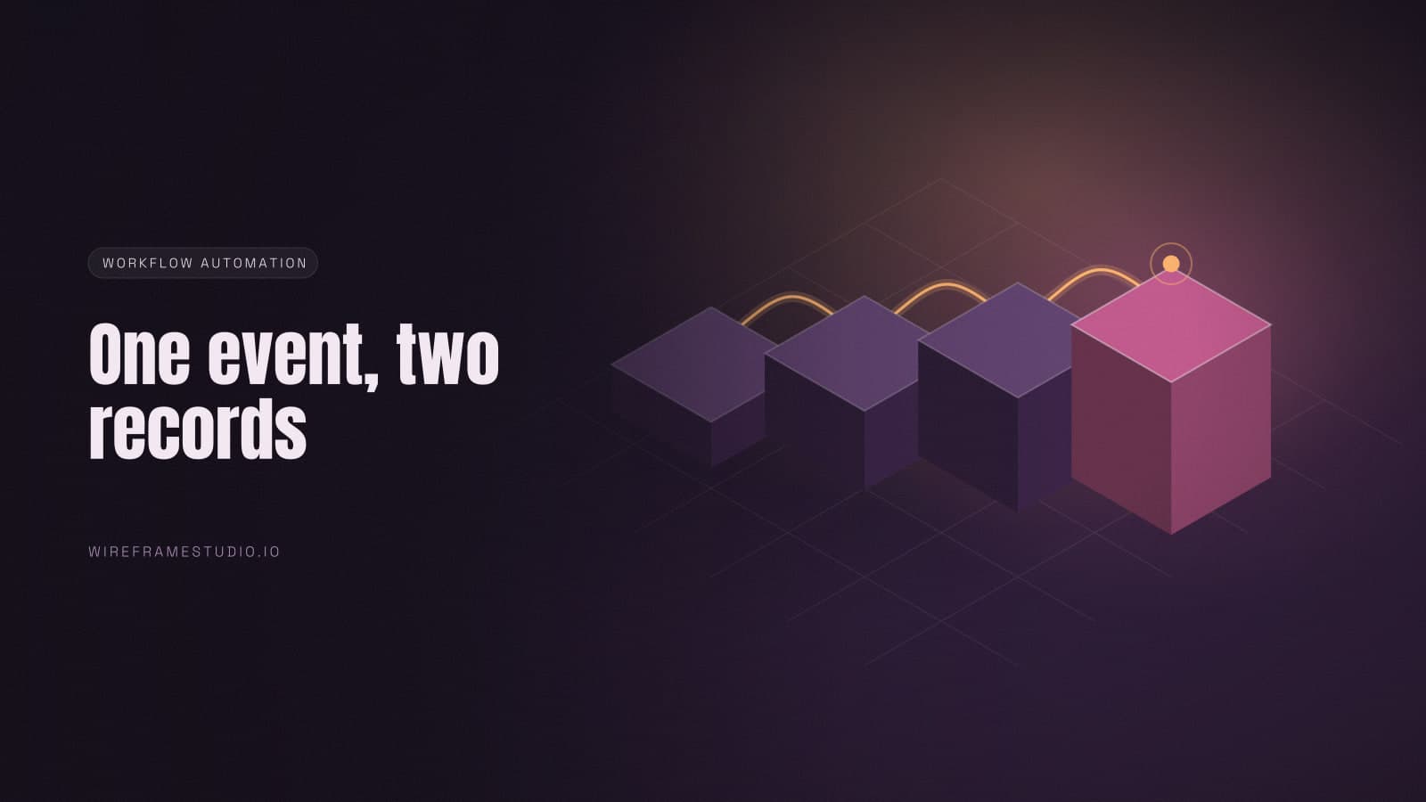 Isometric blocks in a row with a signal arcing across them to a highlighted final block