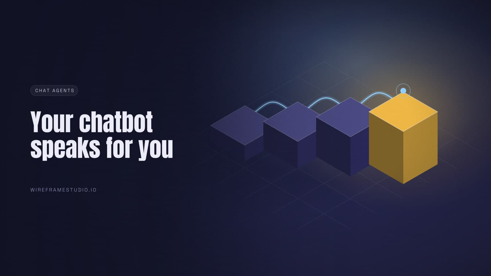 Isometric blocks in a row with the final one lit gold
